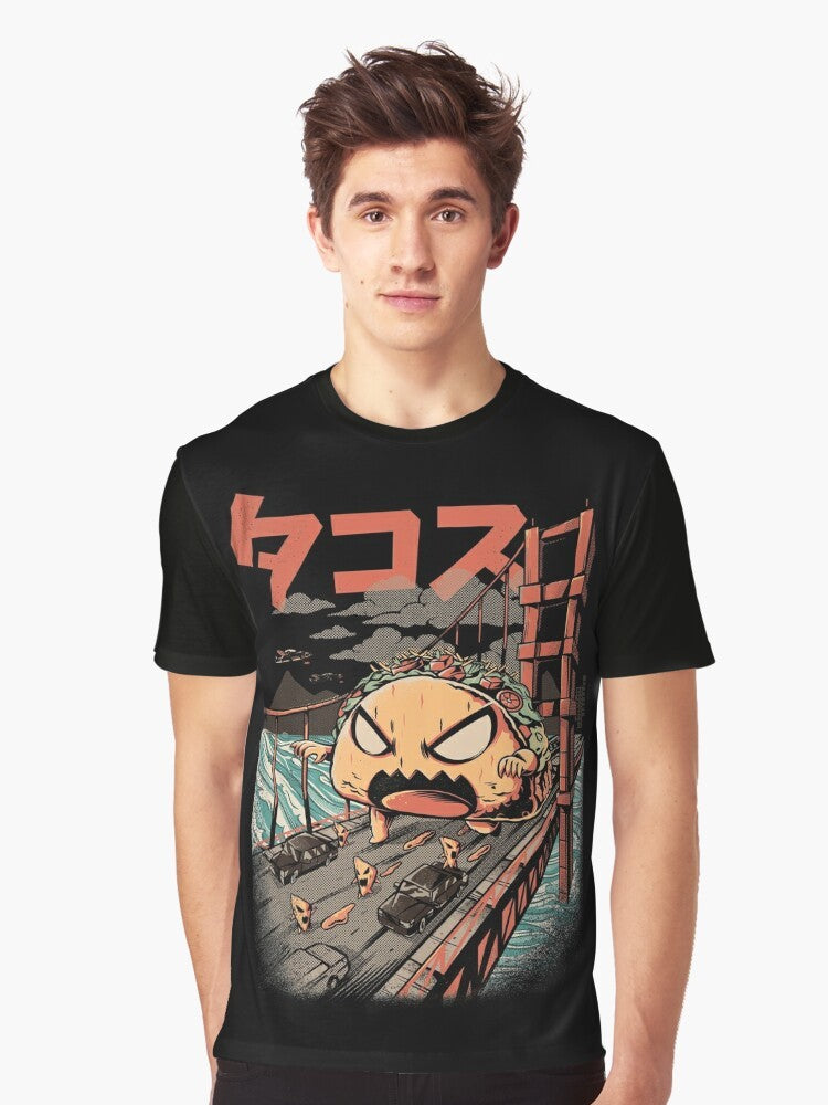 Takaiju Japanese monster graphic t-shirt with a fierce, angry design - Men