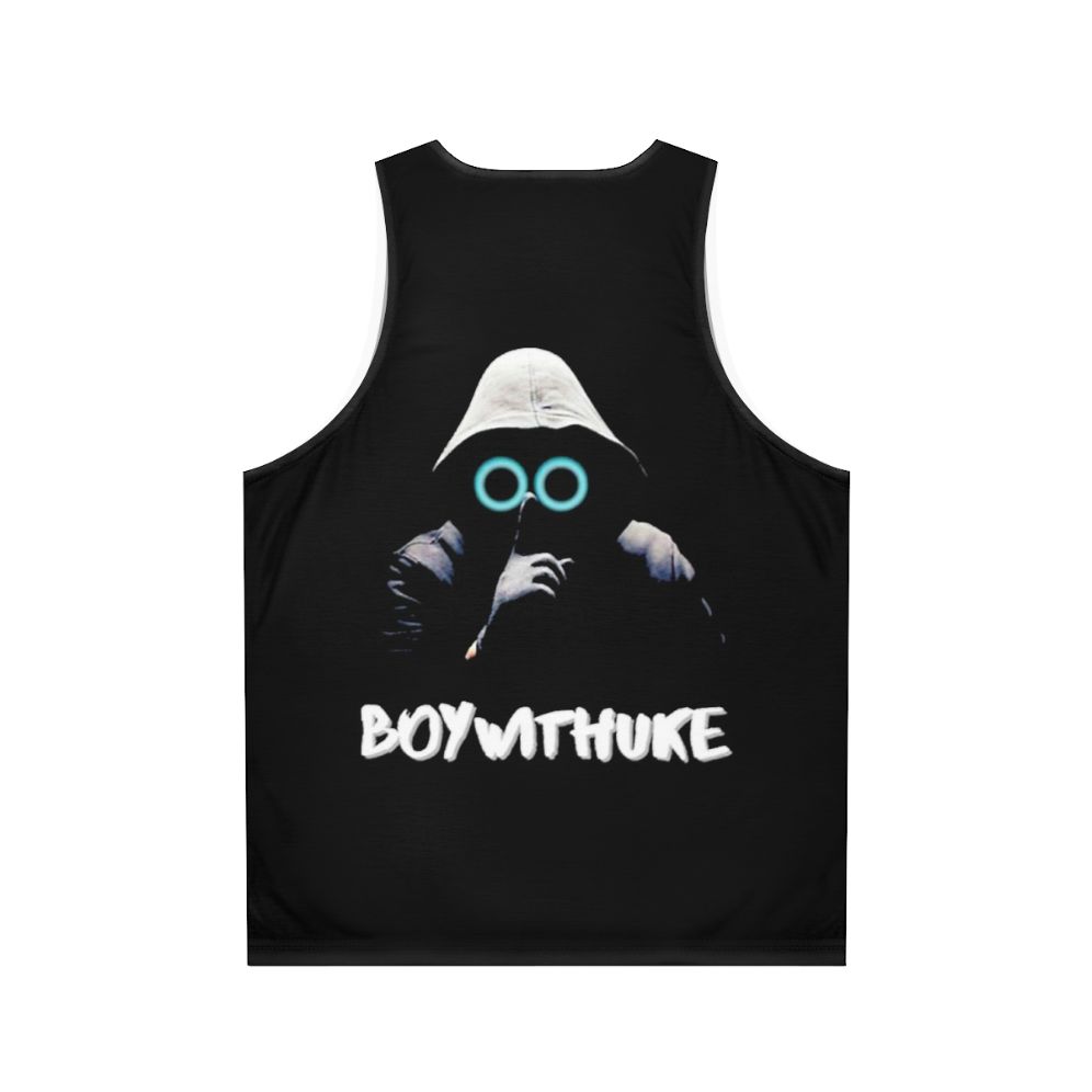 Unisex tank top with "Boy with Uke" and toxic friends design - Back