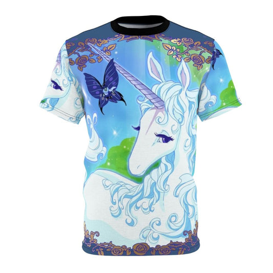 A high-quality t-shirt featuring a whimsical unicorn design, perfect for fans of fantasy and magical creatures.