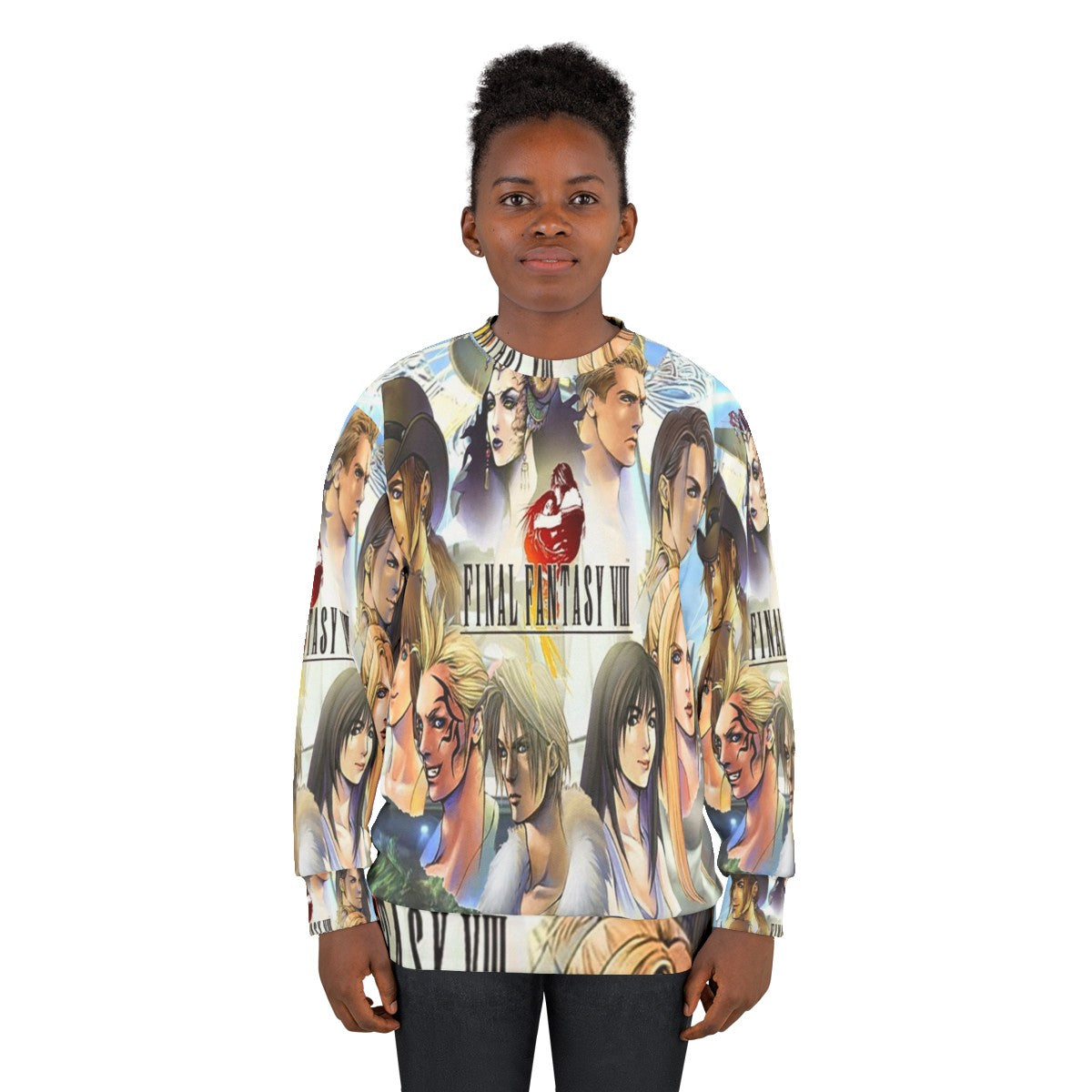 Final Fantasy VIII Sweatshirt featuring iconic characters and imagery from the beloved JRPG game - women