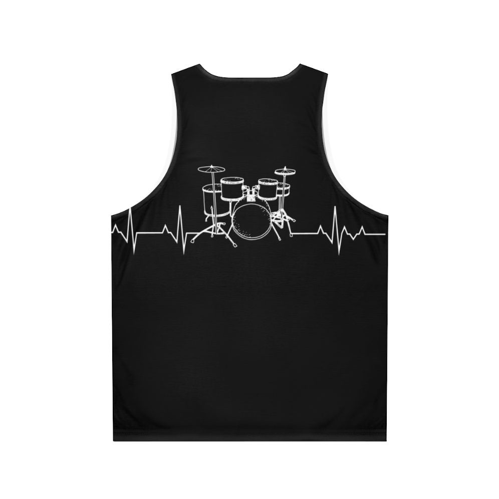 Unisex tank top with drums heartbeat graphic - Back