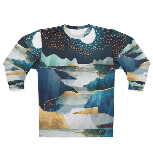 Moon Glow Sweatshirt with Celestial Landscape Design