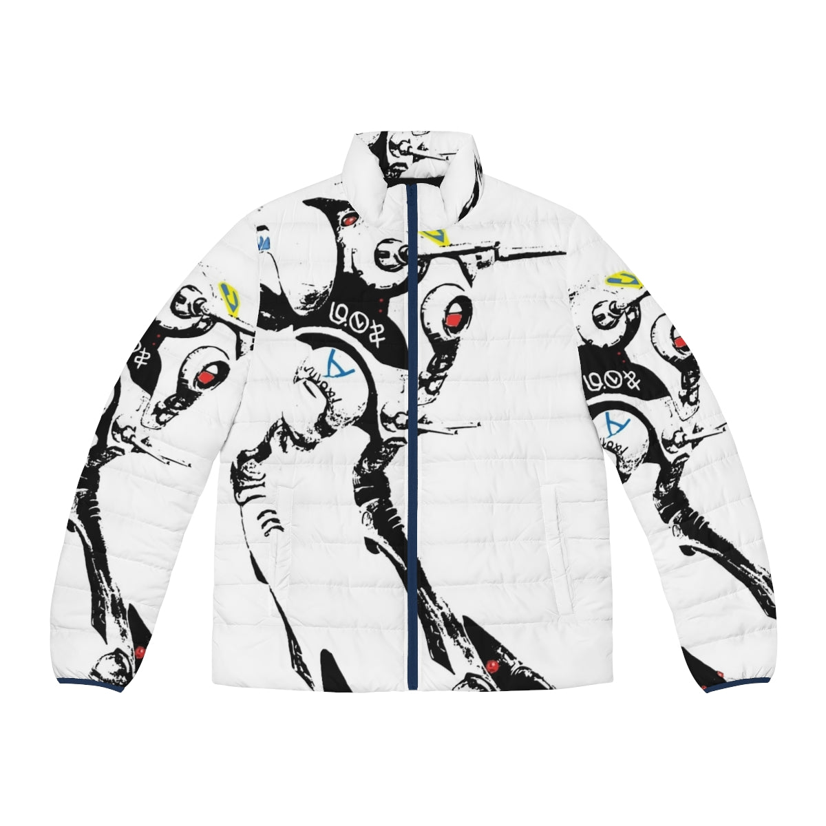 Zentraedi Battle Pod Puffer Jacket with anime mecha design