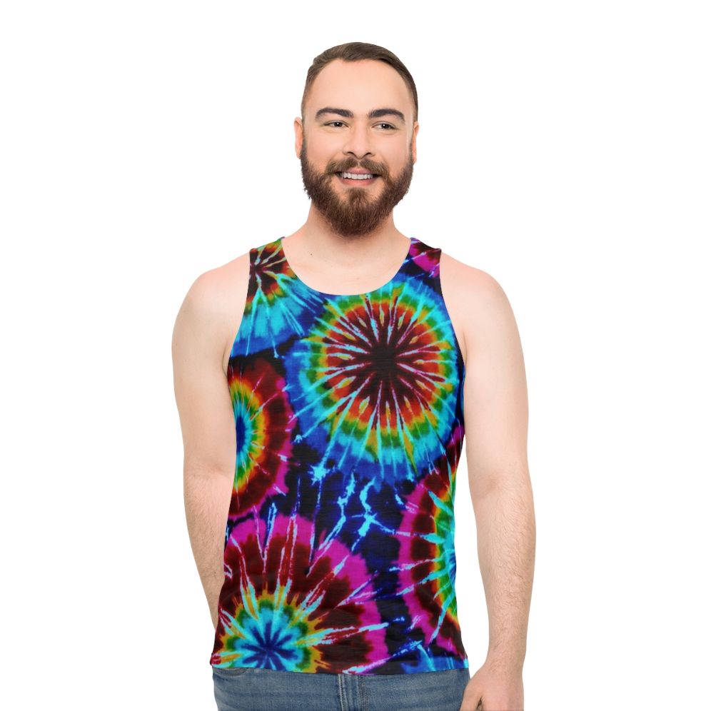 Colorful tie dye unisex tank top - men