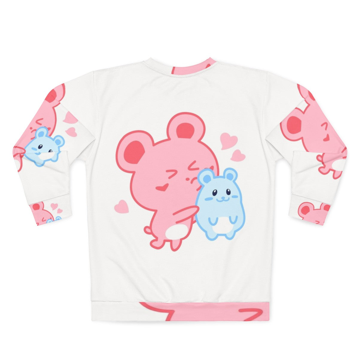 Two adorable hamsters printed on a pink and blue pastel sweatshirt - Back