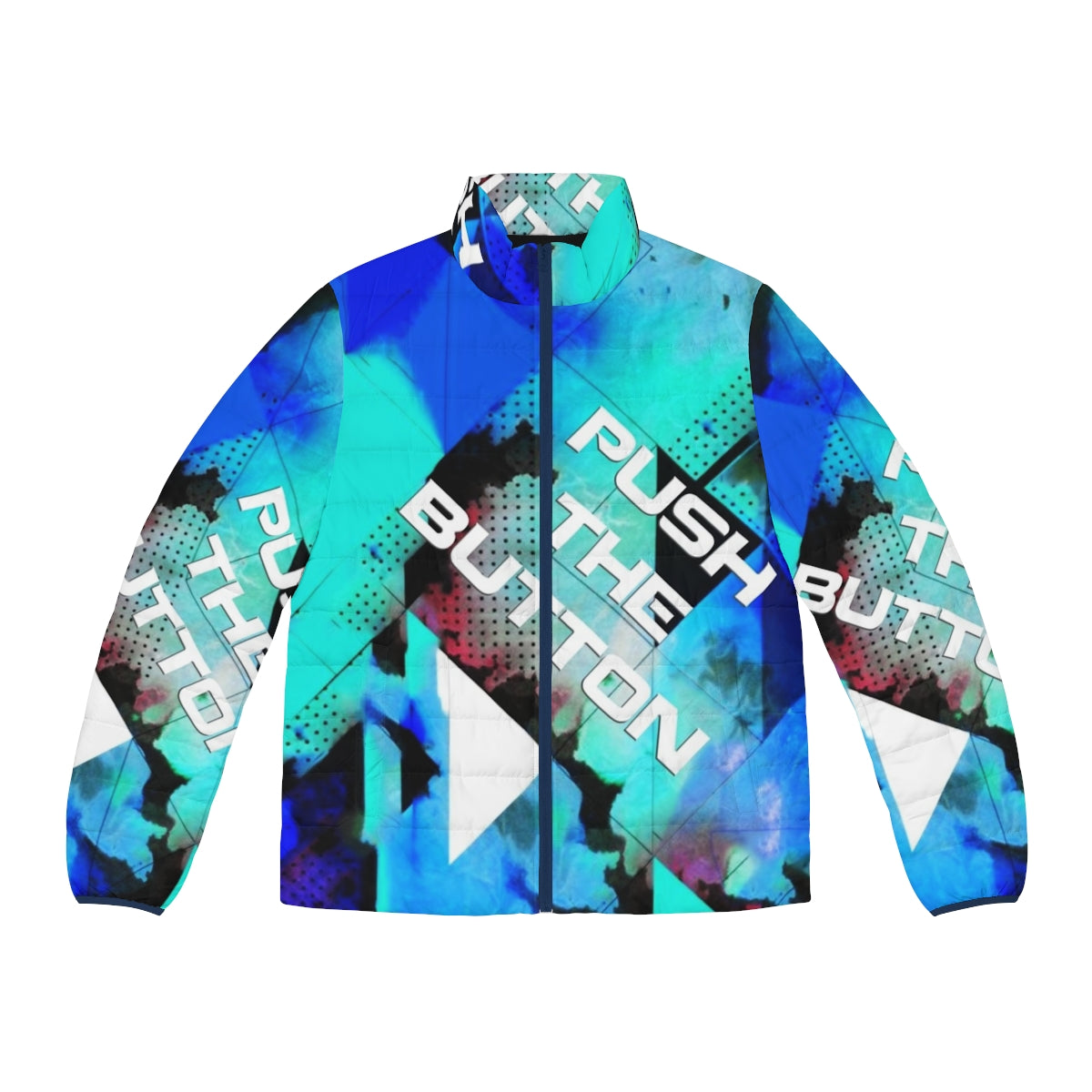 A stylish puffer jacket featuring a focus keyword "puffer jacket" perfect for the electronic music scene.