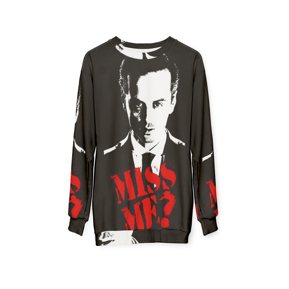 Sherlock "Miss Me Moriarty" Sweatshirt featuring Benedict Cumberbatch and Martin Freeman - hanging