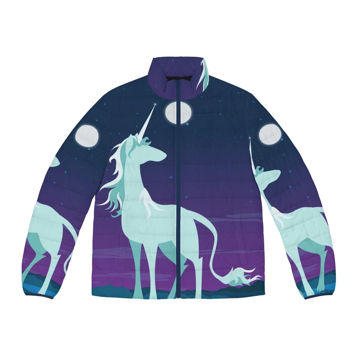 Cozy and whimsical unicorn-themed puffer jacket