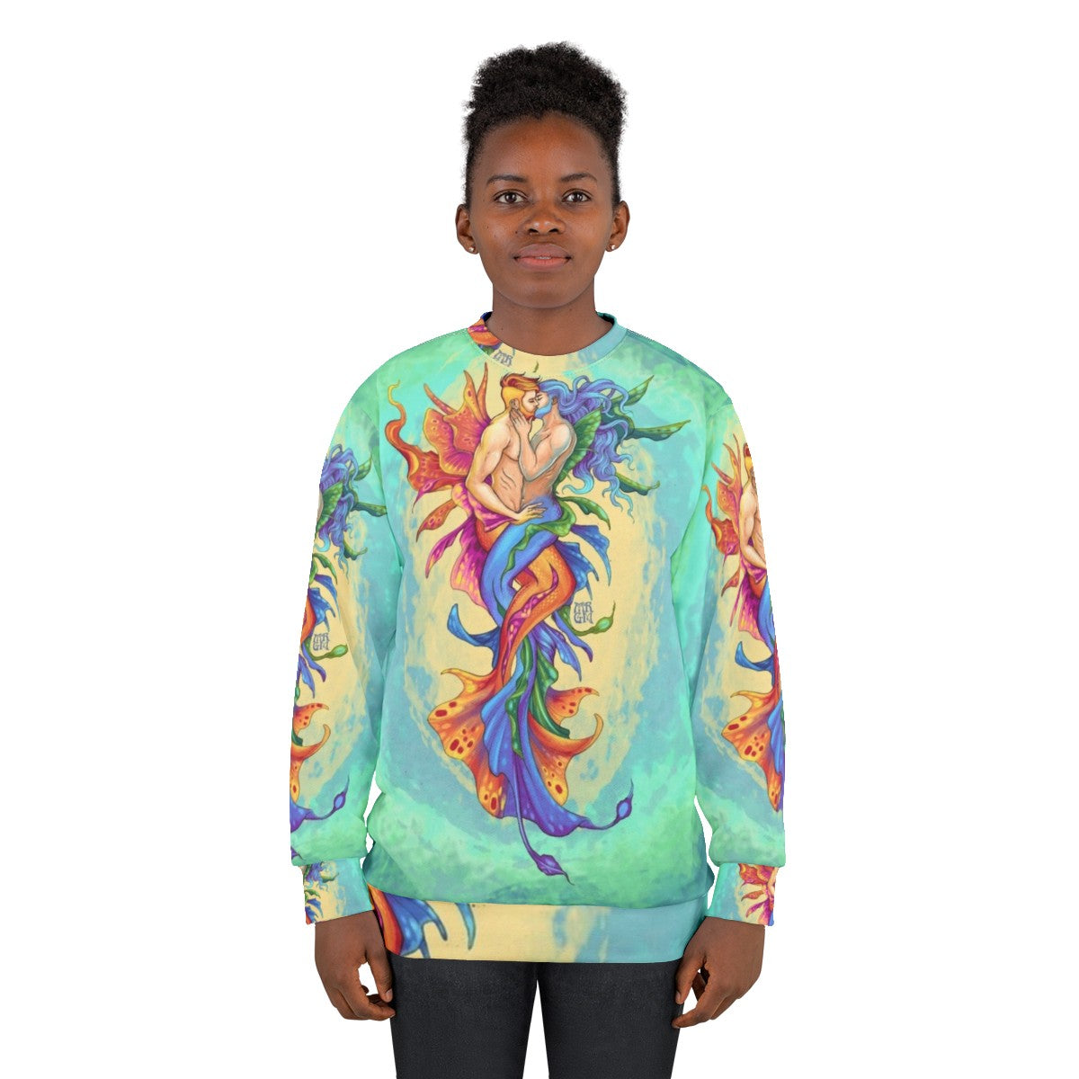 Underwater Merman Kiss Sweatshirt - LGBTQ Fantasy Art by Mr Gabriel Marques - women