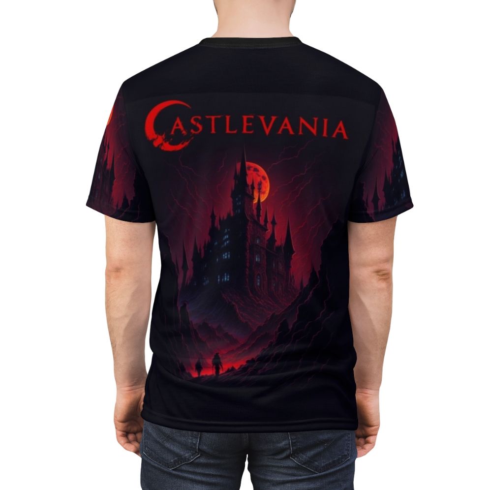 Castlevania inspired gothic vampire anime t-shirt design - men back