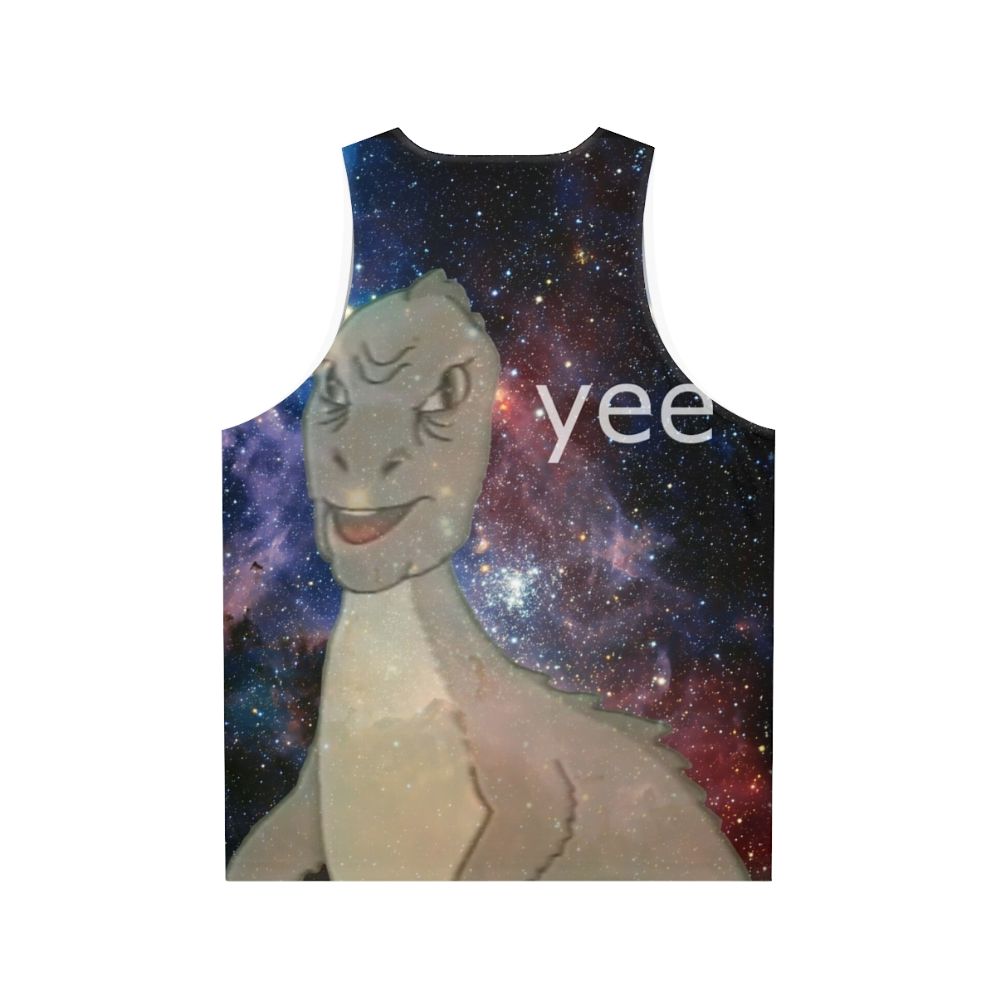 Cosmic Yee Unisex Tank Top with Dinosaur Meme Design - Back