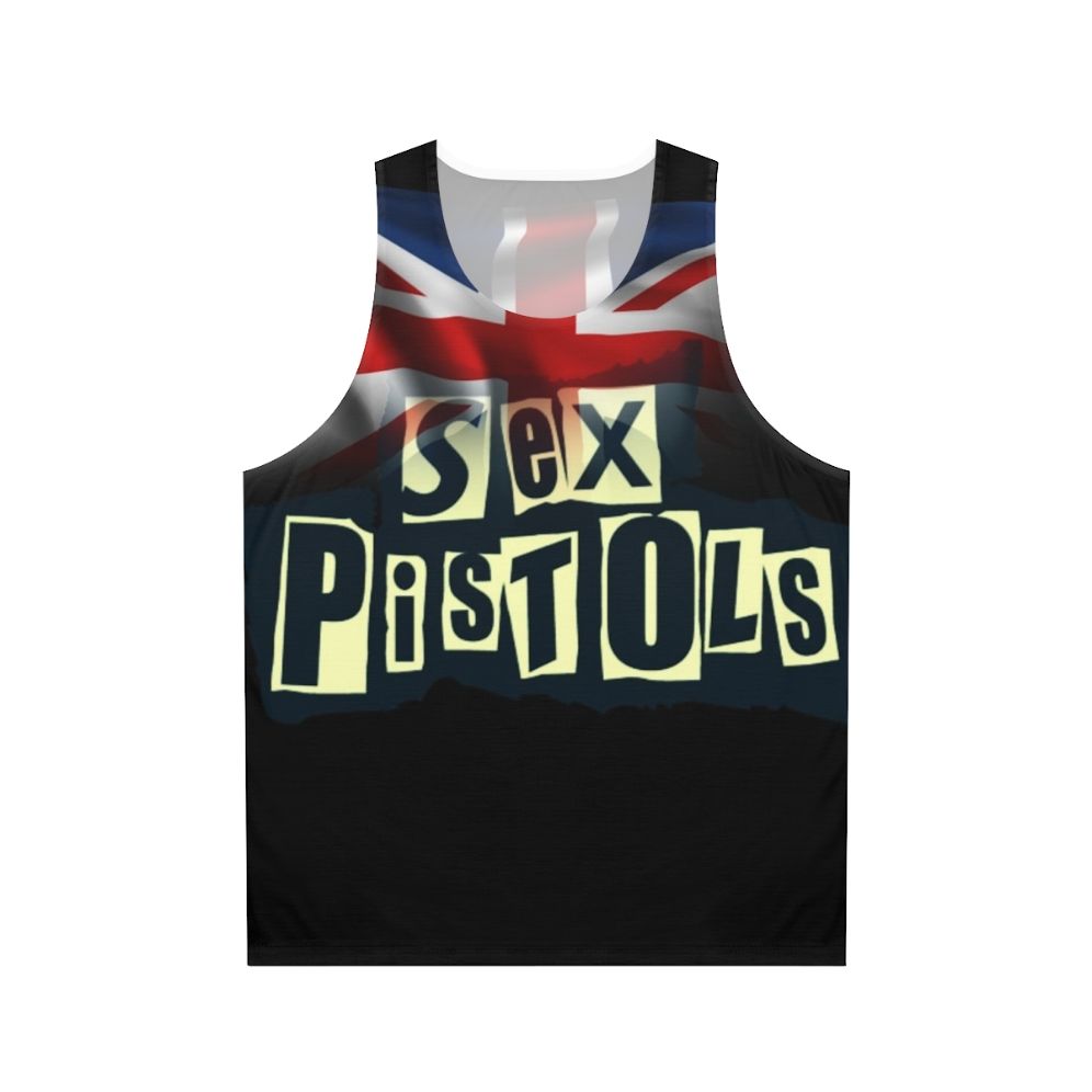 Punk rock unisex tank top with Pistols logo