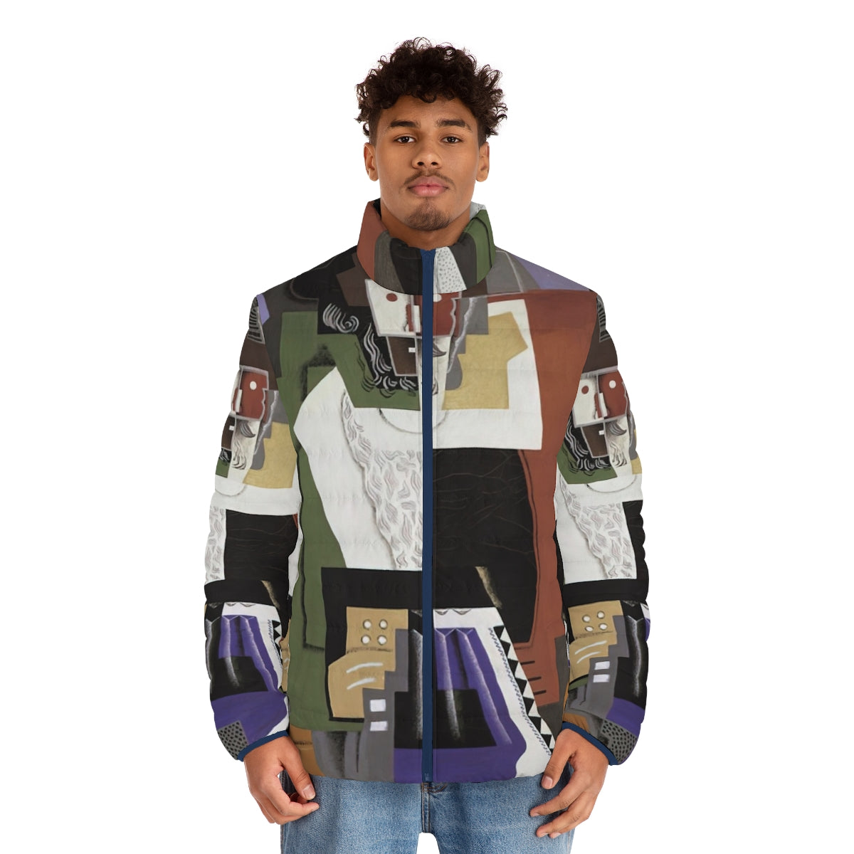 Gino Severini Futurist puffer jacket with abstract geometric shapes and vibrant colors - men front