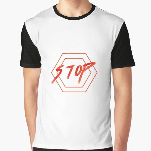 Cool Stop Graphic T-Shirt featuring a red hexagonal stop sign design