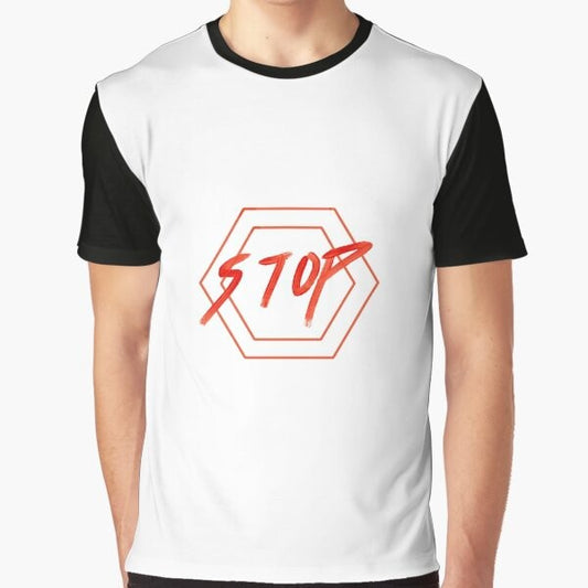 Cool Stop Graphic T-Shirt featuring a red hexagonal stop sign design