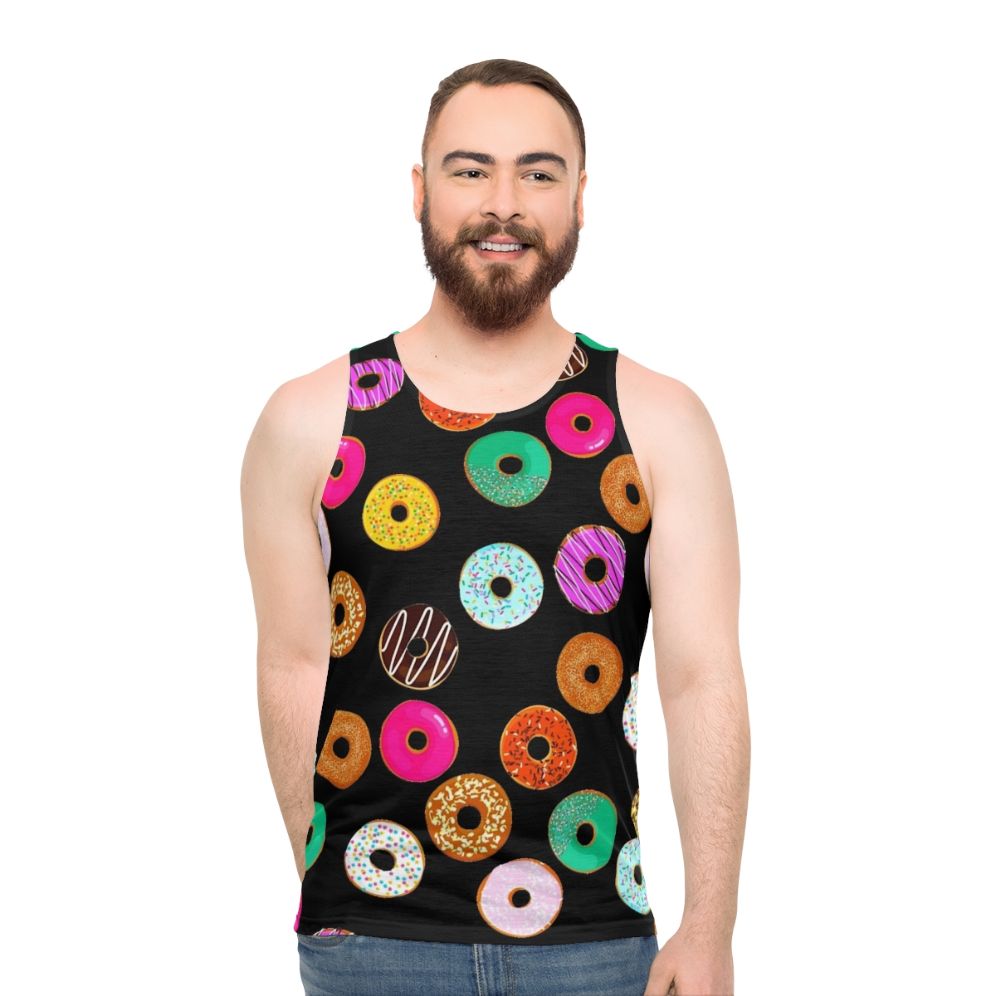 Colorful donut pattern unisex tank top - men