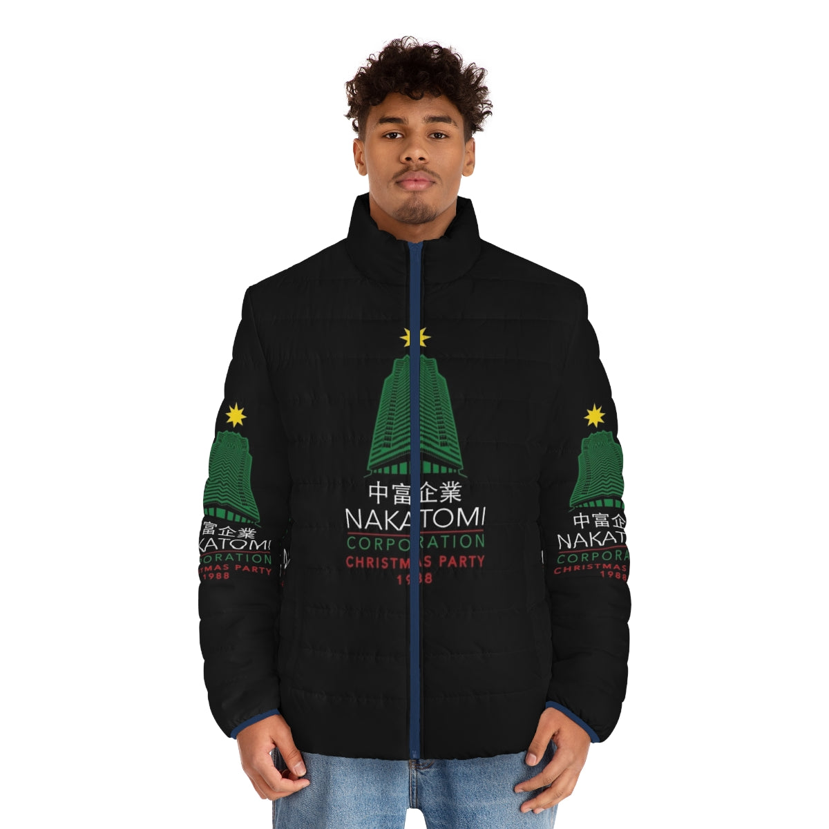 Nakatomi Corporation Christmas Party Puffer Jacket inspired by the Die Hard movie - men front