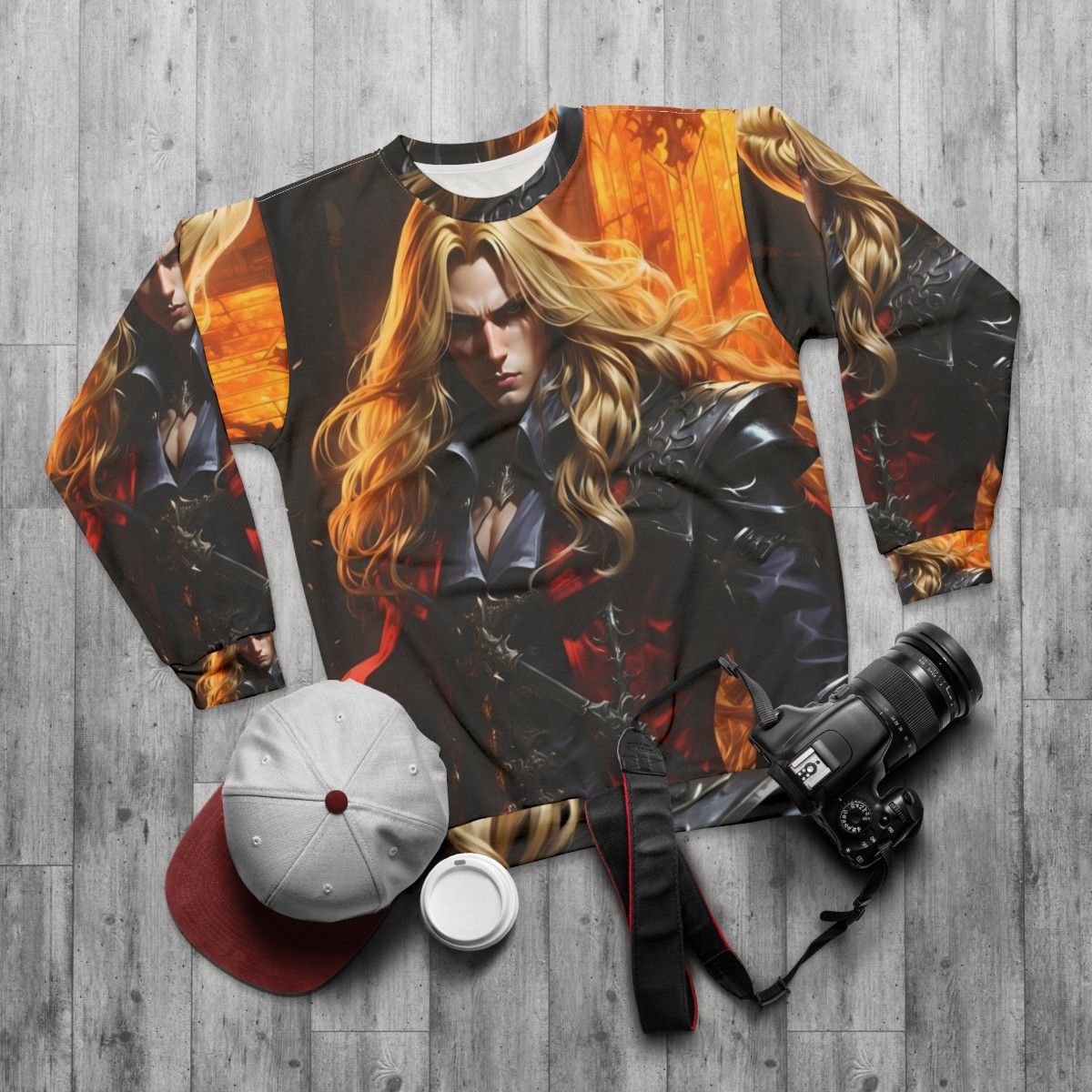 Alucard the Vampire Warrior Castlevania Netflix Sweatshirt - flat lay