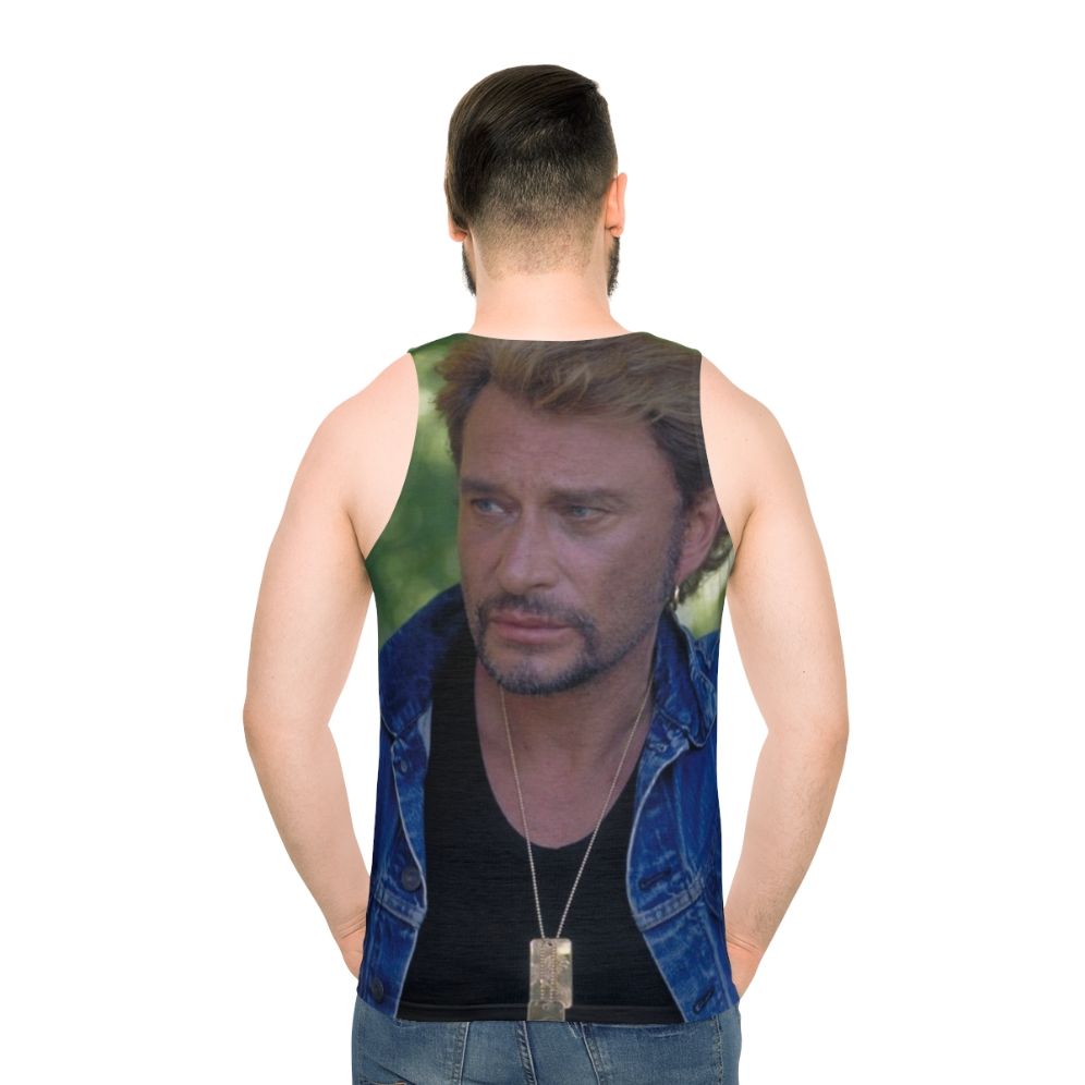 Johnny Hallyday French music icon unisex tank top - men back