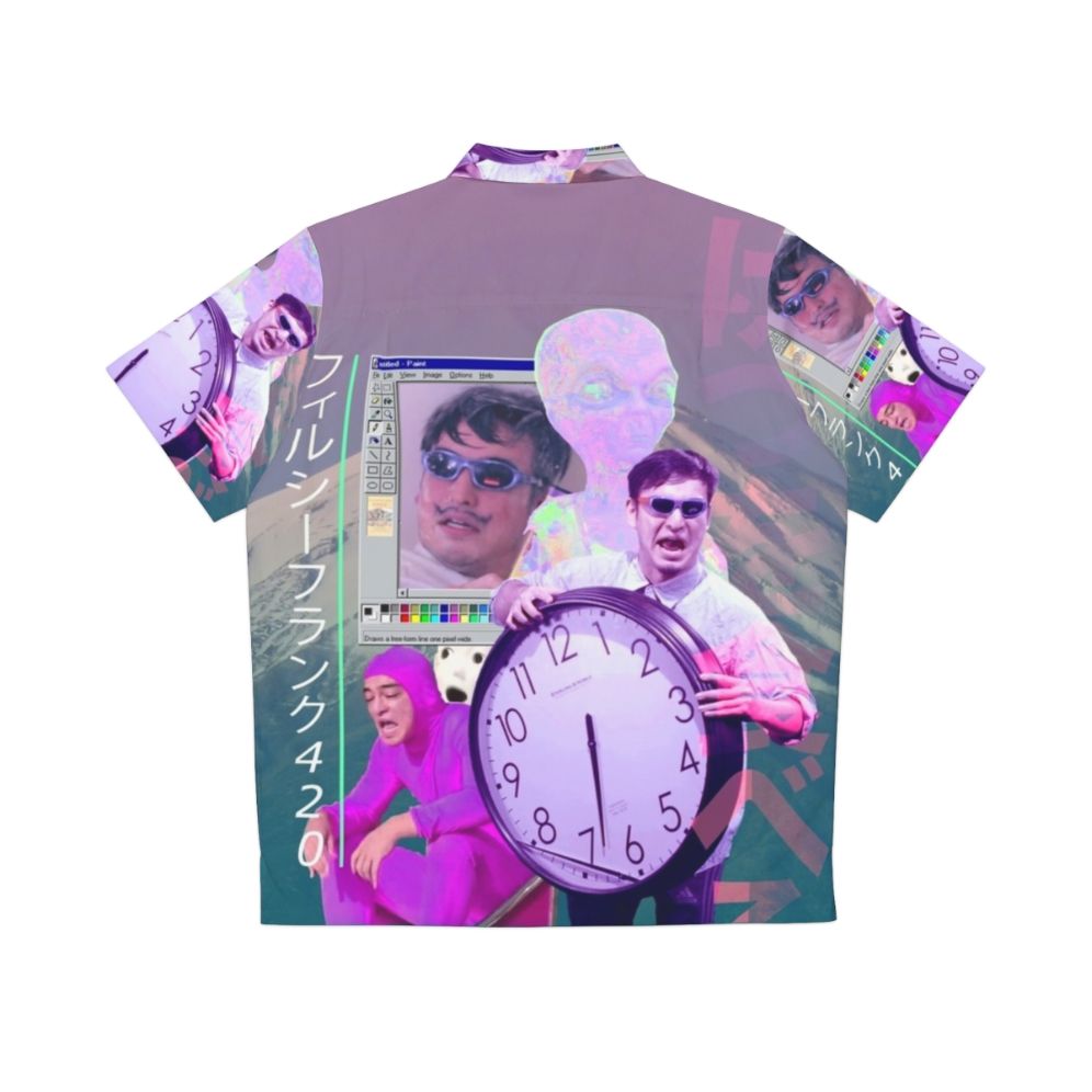 Vaporwave Hawaiian shirt with Filthy Frank and 420 graphics - Back