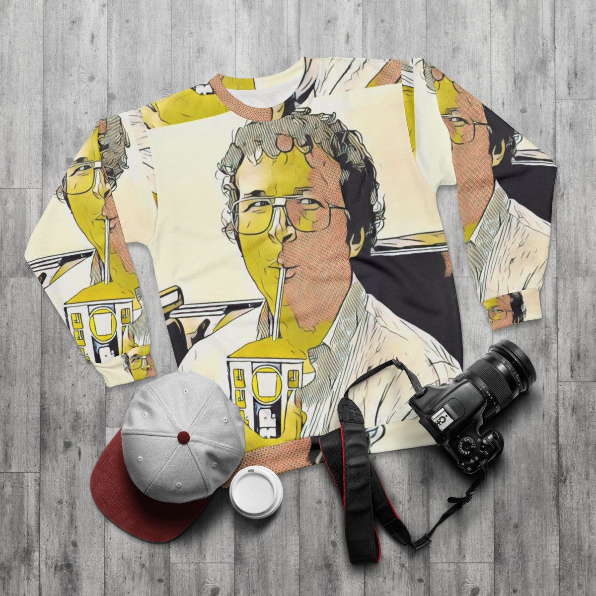 Stranger Things Alexei Slurps Cherry Slurpee Sweatshirt - flat lay