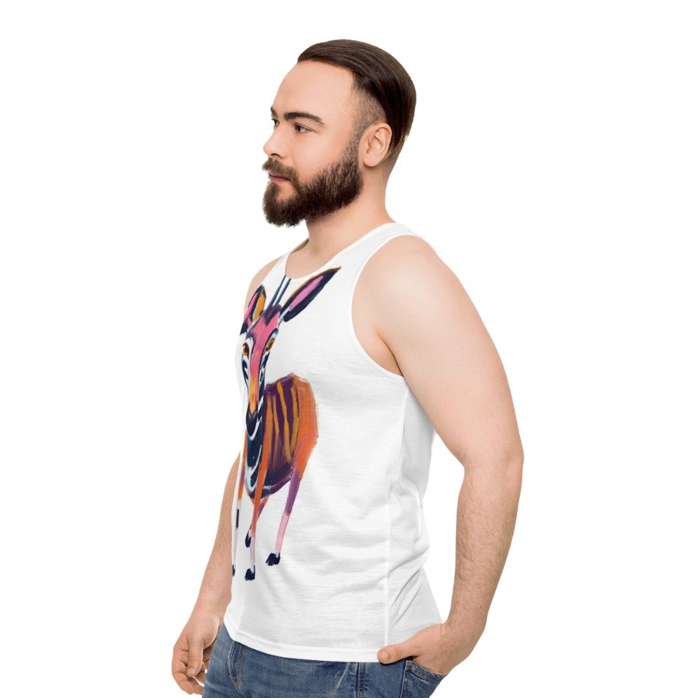 Okapi unisex tank top with text "Okapi Animals Are About To Go Extinct" - men side