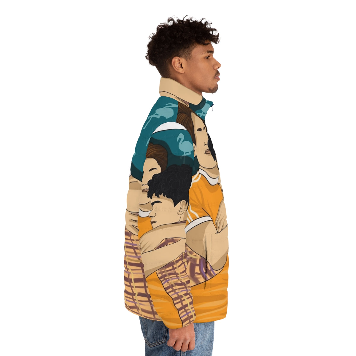 Heartstopper Nick and Charlie Puffer Jacket featuring the beloved characters from the Netflix series - men side right