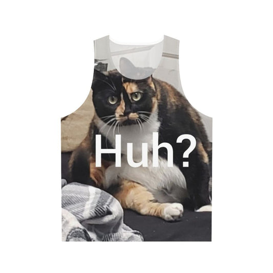 Unisex funny cat "Huh" tank top