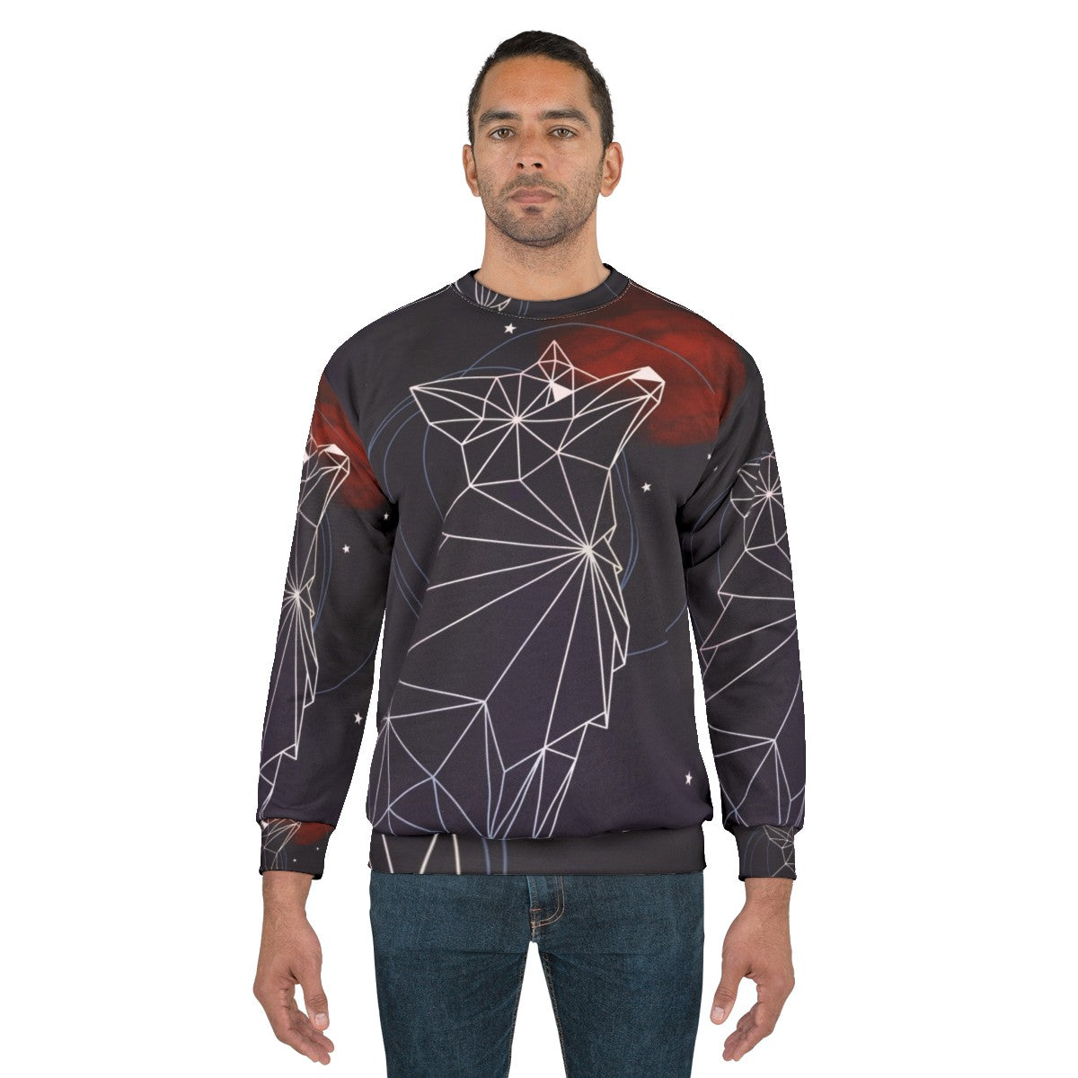 Cosmic fox in the stars watercolor design sweatshirt - men