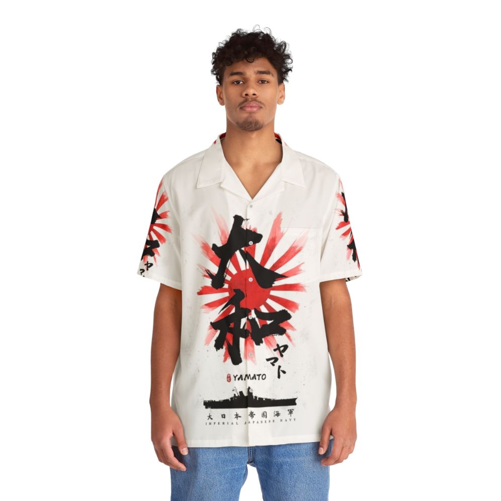 Person wearing an IJN Yamato Battleship Hawaiian shirt - People Front