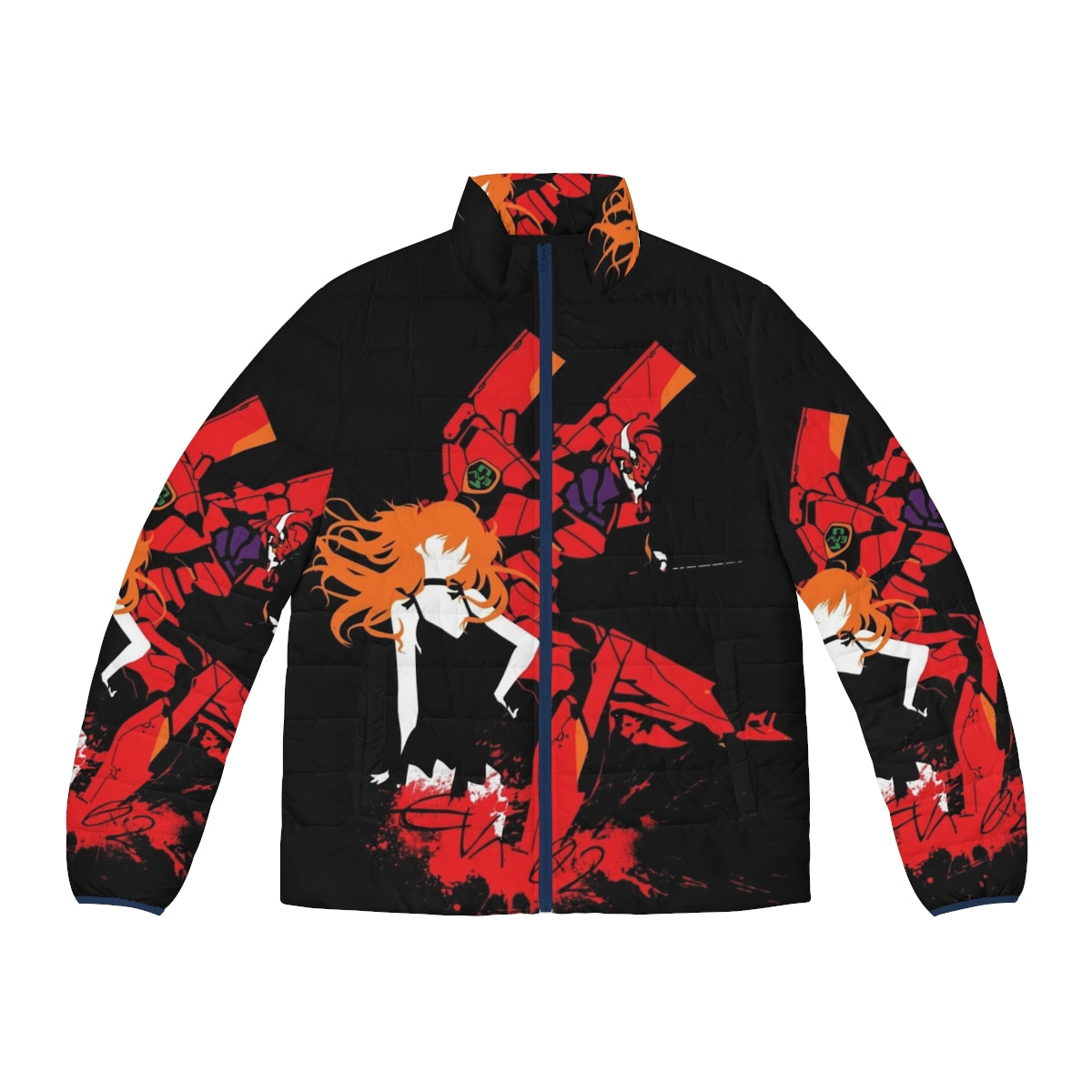 Evangelion Unit 02 Puffer Jacket featuring the iconic mech design from the anime series