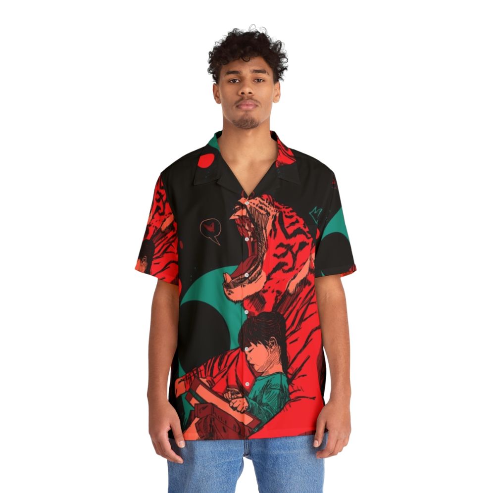 Tiger and girl fantasy design on Hawaiian shirt - People Front