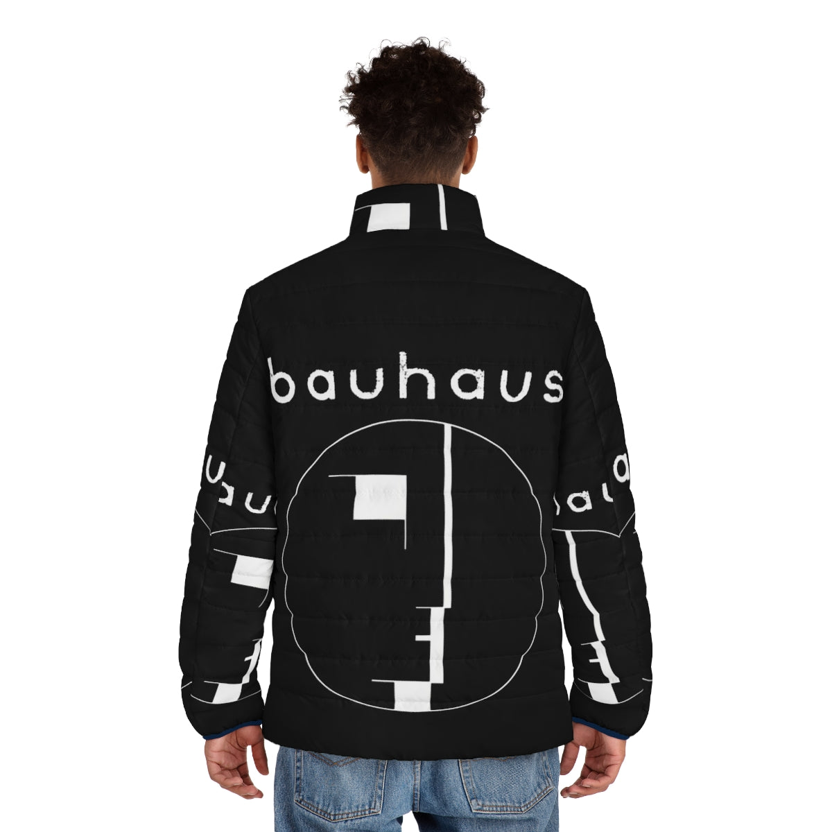 Bauhaus post punk 80s retro white puffer jacket - men back