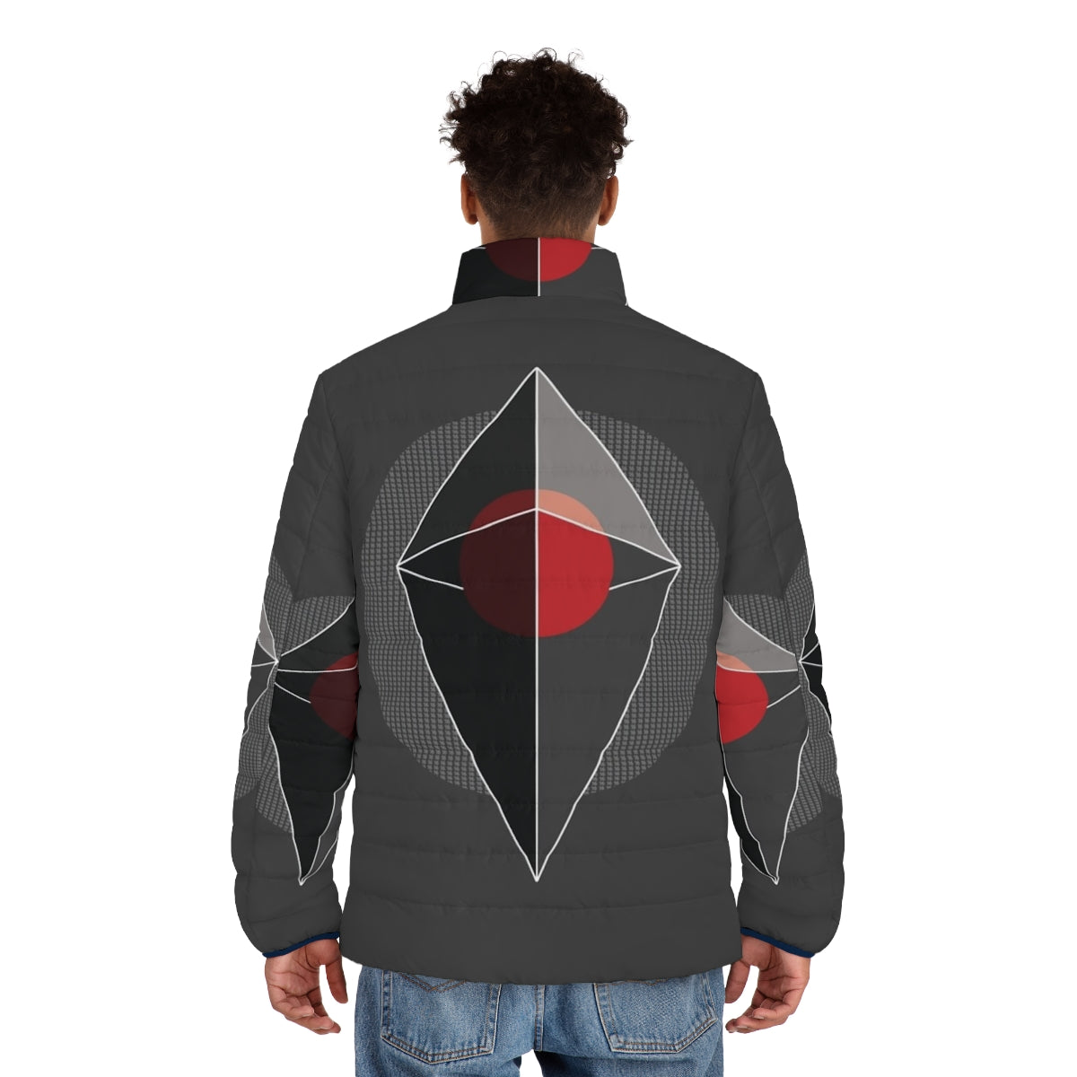 No Man's Sky Atlas Puffer Jacket featuring the iconic plumbob symbol - men back