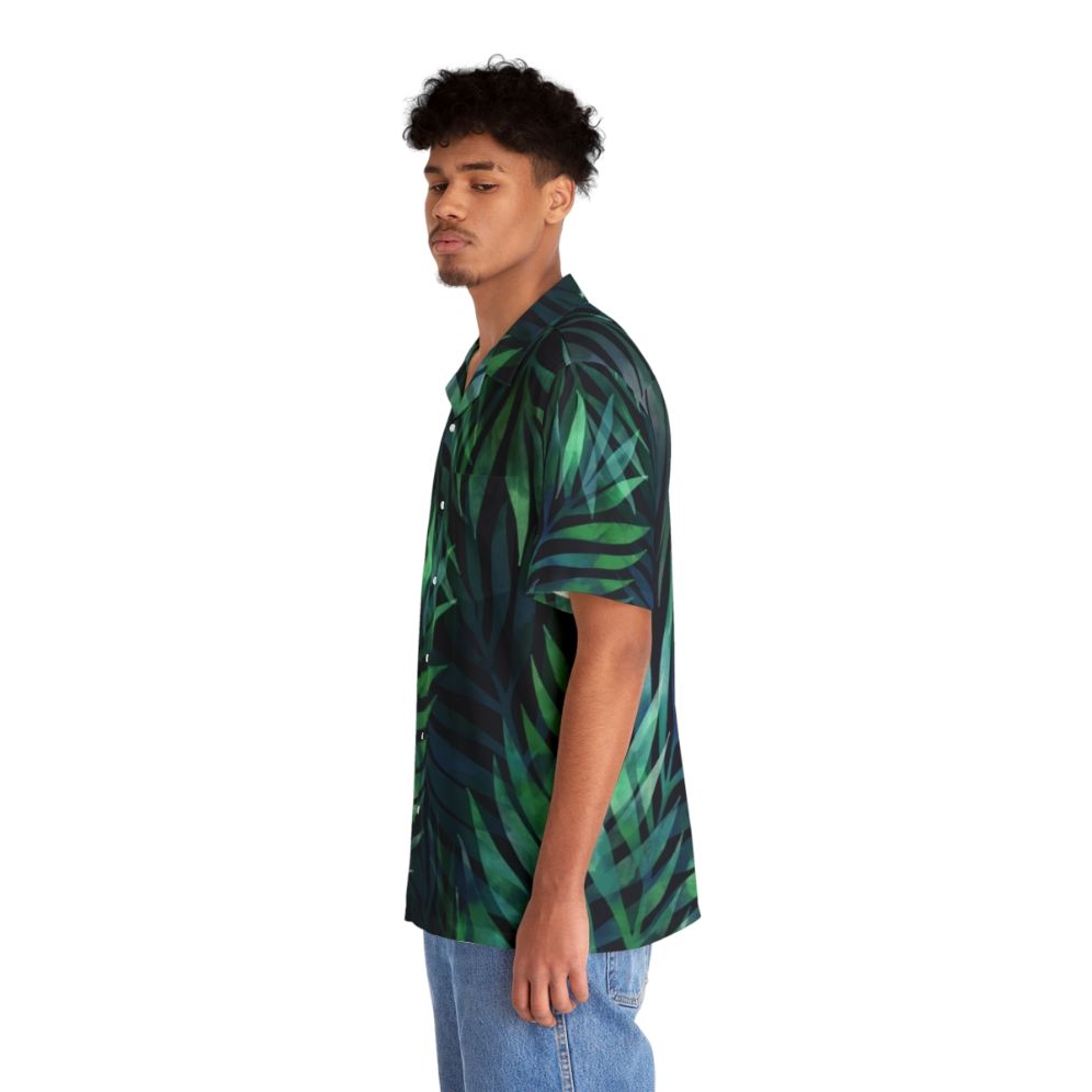 Dark green palm leaves pattern on a hawaiian shirt - People Left