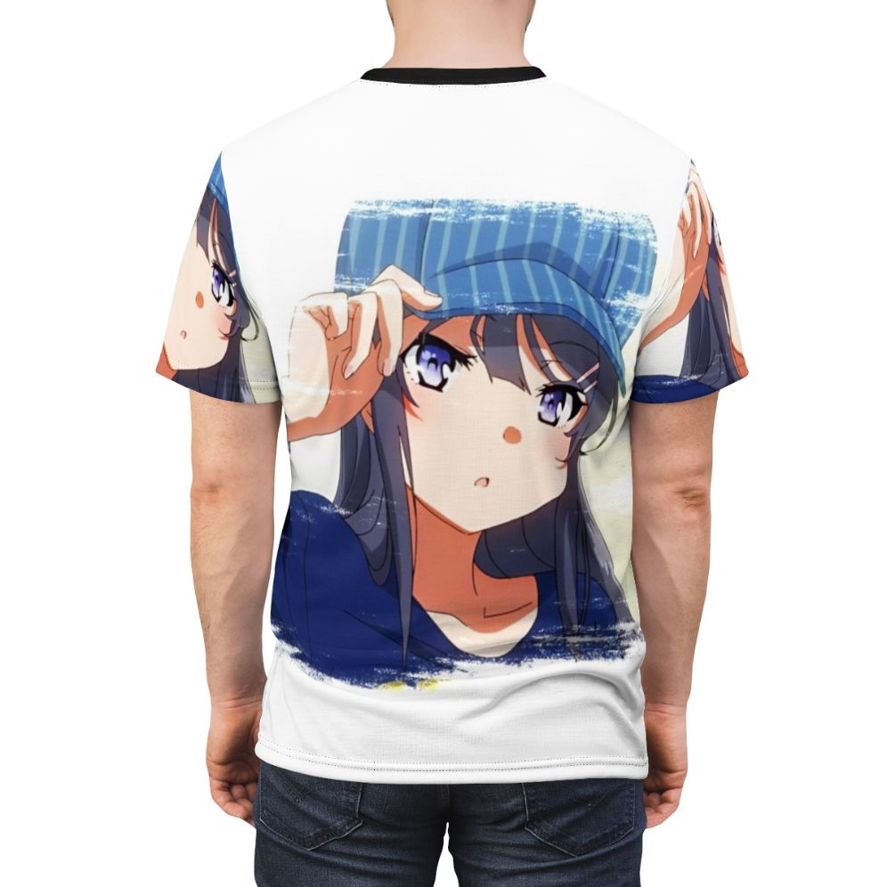 Anime-inspired t-shirt featuring the character Mai Sakurajima from the Rascal Does Not Dream of Bunny Girl Senpai series - men back