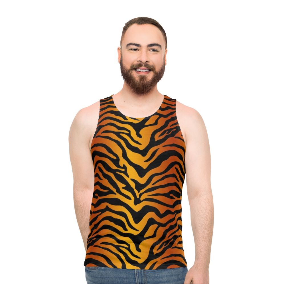 Tiger stripe print unisex tank top - men