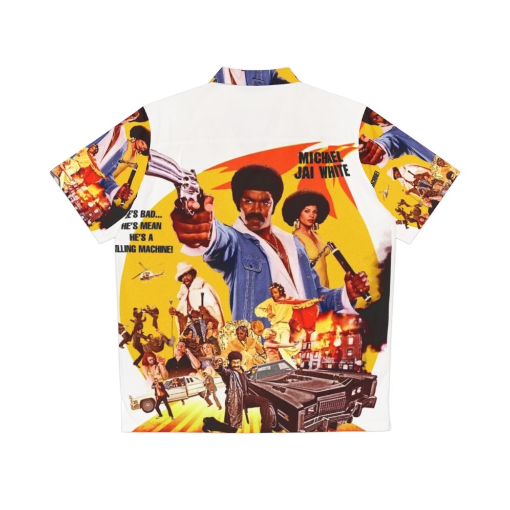 Black Dynamite Hawaiian Shirt with Tropical Print - Back