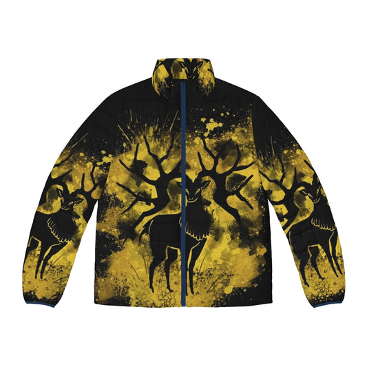 Golden Deer Splatter Puffer Jacket with Fire Emblem Three Houses inspired design