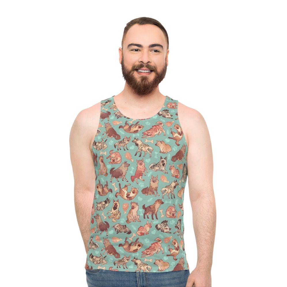 Unisex tank top with hyena print design - men