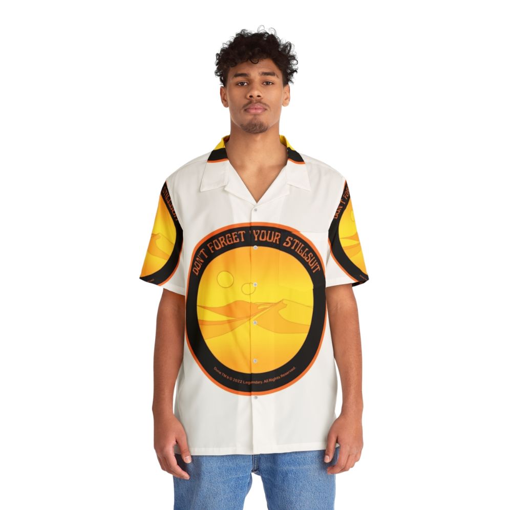 Dune-inspired Hawaiian shirt with Arrakis desert motifs - People Front