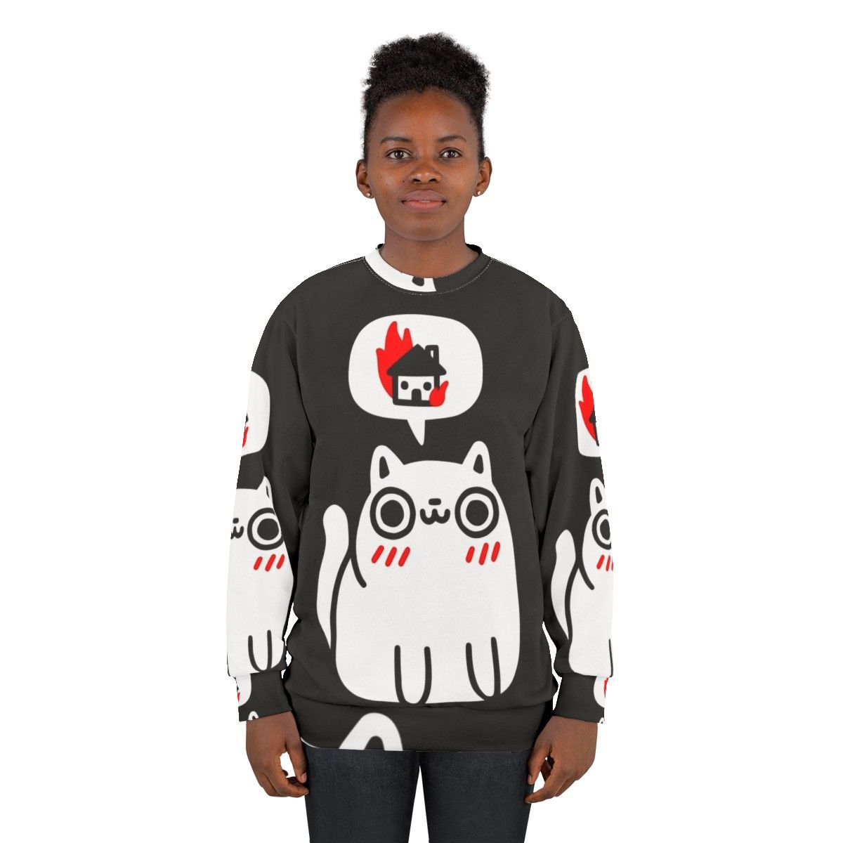 Dreaming of Destruction Sweatshirt featuring a cute and mischievous cat - women