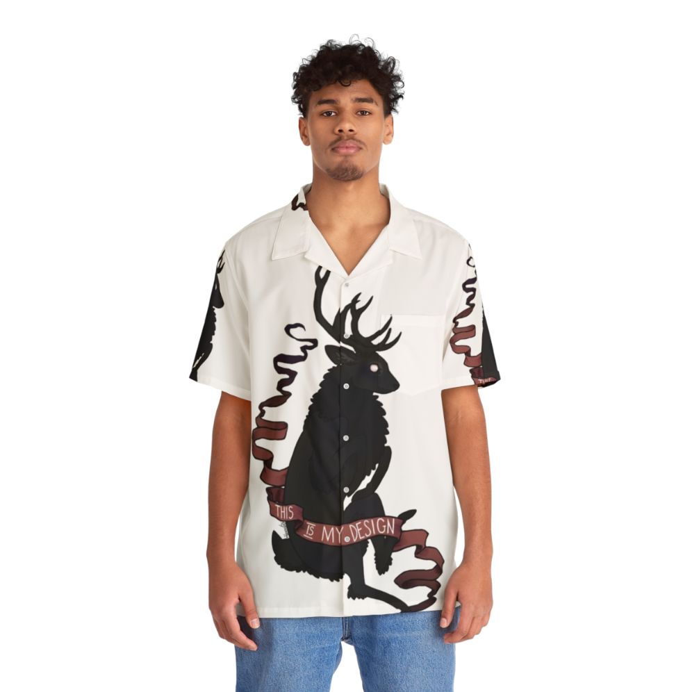 Hannibal Lecter Hawaiian shirt with stag design - People Front