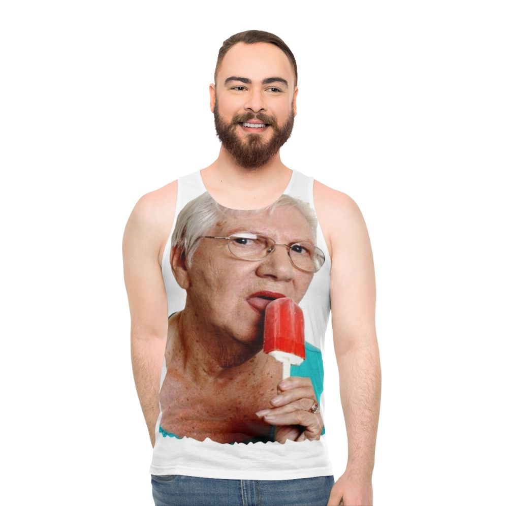 Funny granny ice cream unisex tank top - men