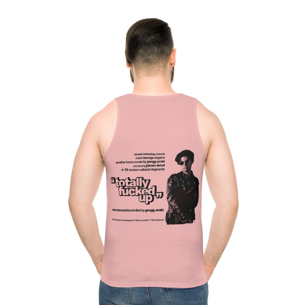 Unisex tank top with '90s cult movie graphic - men back