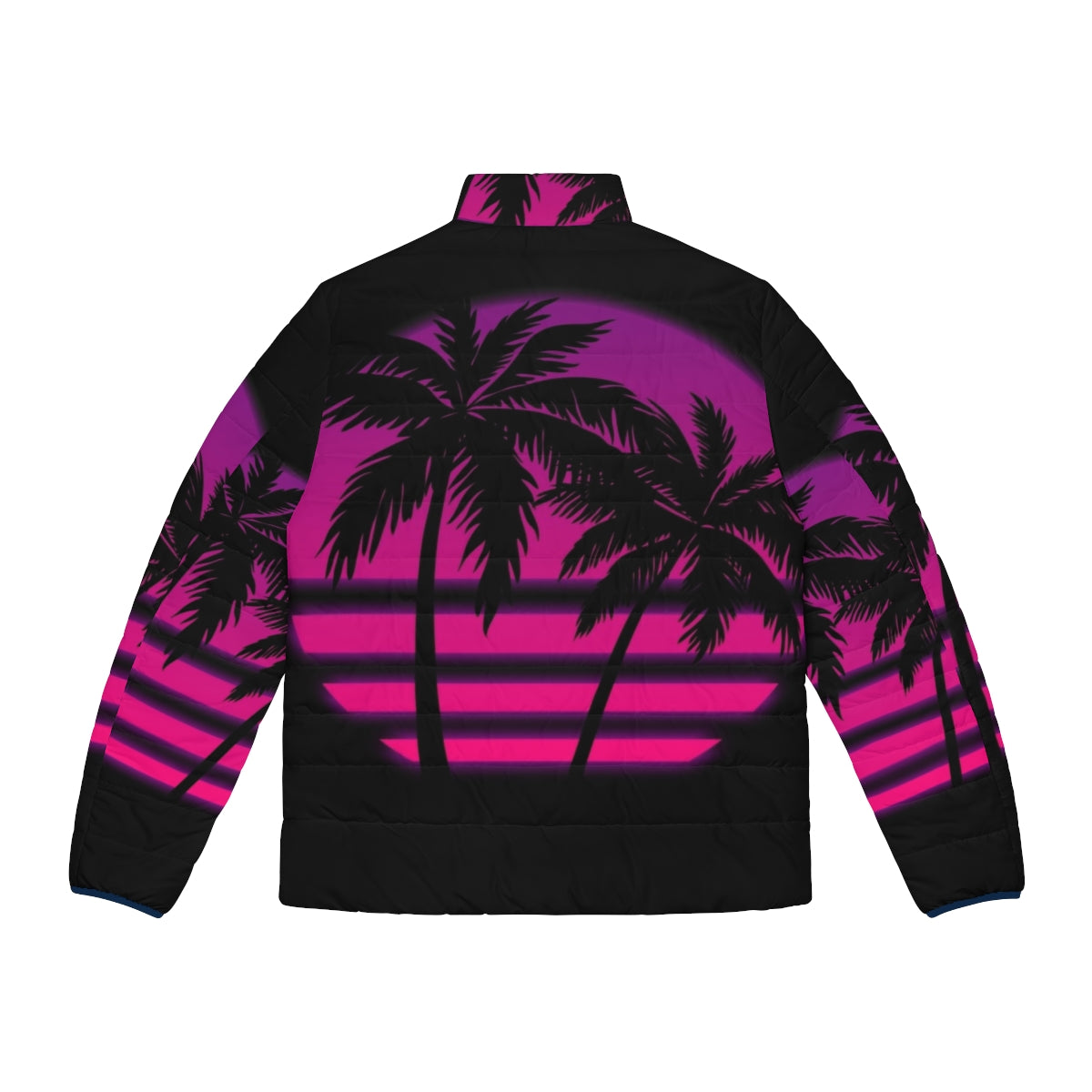 Miami Wave Puffer Jacket - Synthwave Aesthetic Outerwear - Back