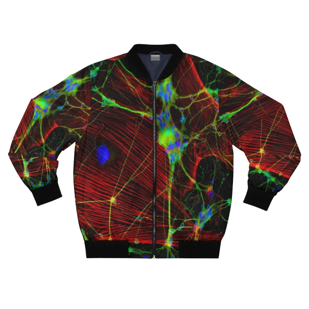 Brain synapse bomber jacket with a unique, trippy design