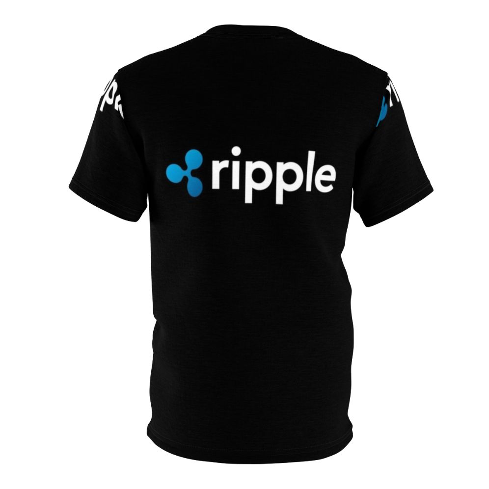 Ripple XRP cryptocurrency-inspired t-shirt design with blockchain logo - Back