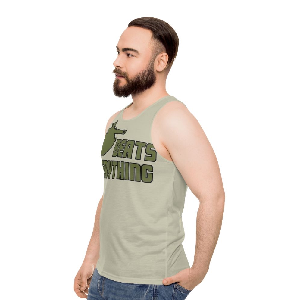 Unisex military sci-fi gaming graphic tank top - men side