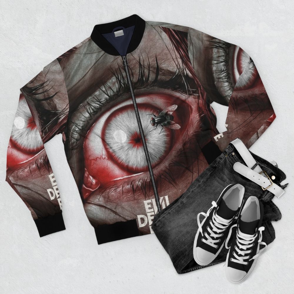 Evil Dead Rise 2023 Movie Bomber Jacket - Flat lay